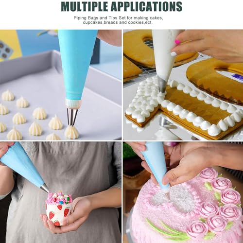 WOFEIS Piping Bags and Tips Set, 120 Pcs Cake Decorating Kit with 100 Disposable Piping Bags, Reusable Icing Bag, Frosting Tips, Couplers, Cake Scrapers, Cupcake Decorating Supplies - Image 3