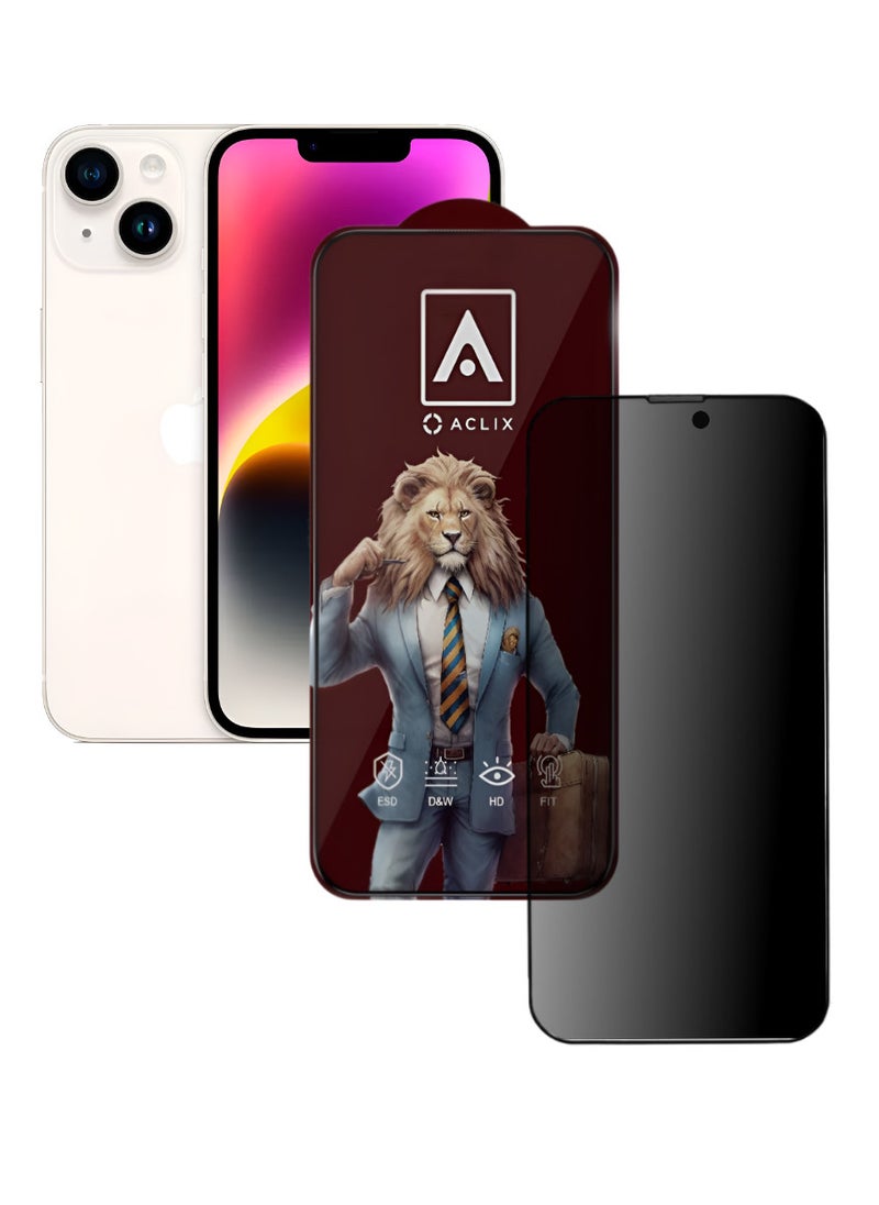 ACLIX Antistatic ESD Dust Proof Premium Quality High Definition Anti-Spy Privacy Tempered Glass Screen Protector Designed For  iPhone 14 - Image 1