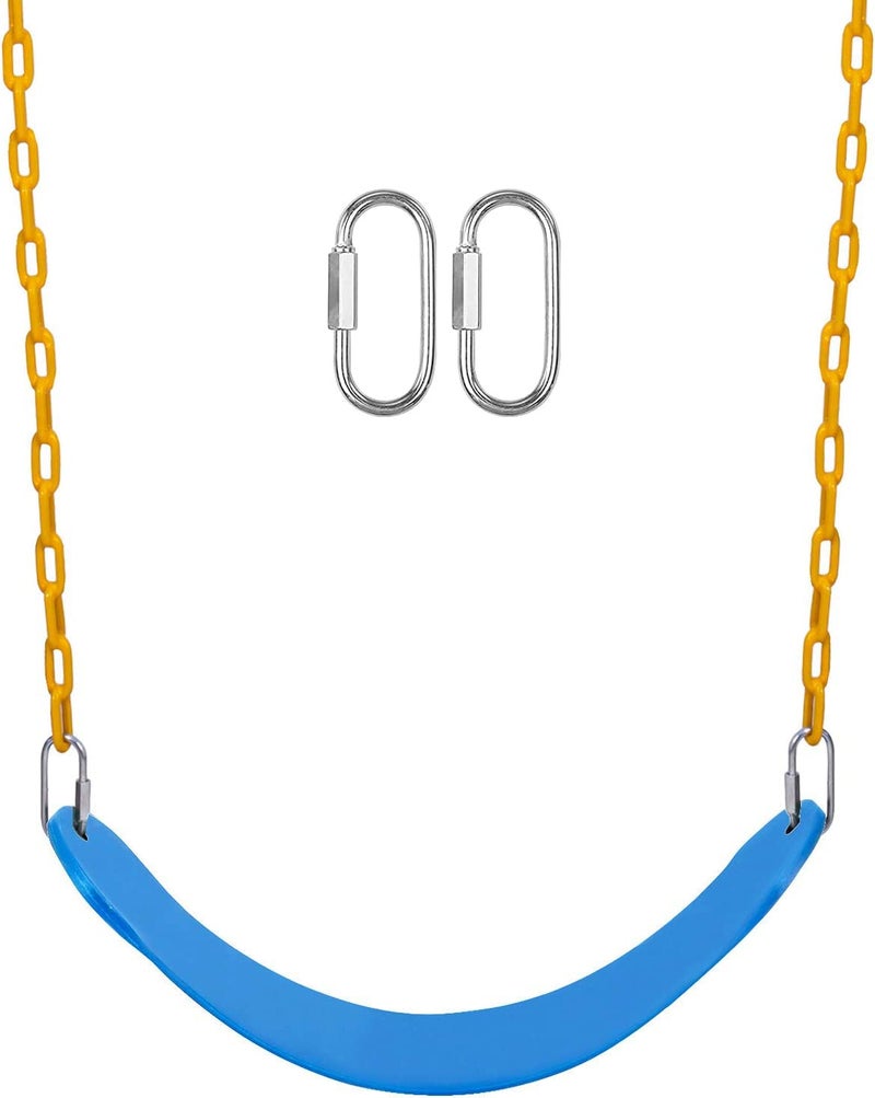 REZNOR Flexible Swing Seat Set for Kids/Adults Outdoor Park Garden Tree Backyard with 60” Plastic Coated Chain, Weight Support Upto 150kg, Blue/Yellow - Image 1