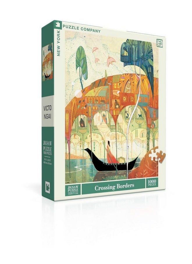 New York Puzzle Company - Victo Ngai Crossing Borders - 1000 Piece Jigsaw Puzzle For Family Game Nights By Victo Ngai  - Image 2