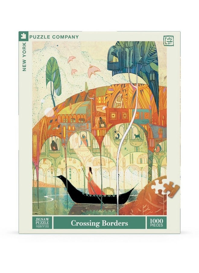 New York Puzzle Company - Victo Ngai Crossing Borders - 1000 Piece Jigsaw Puzzle For Family Game Nights By Victo Ngai  - Image 3