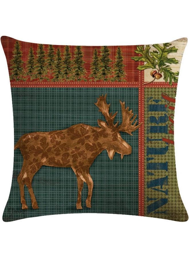 NIBEMINENT Reindeer Printed Cushion Cover Multicolour 45x45cm