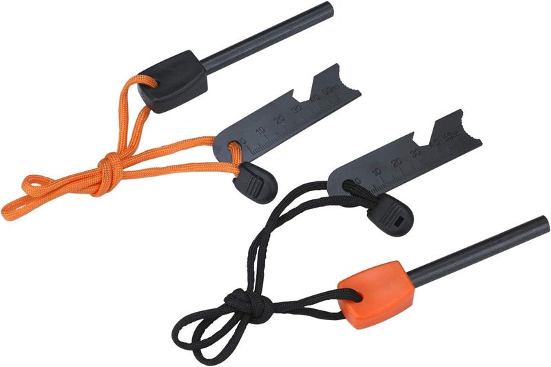 FOSTAR Ferrocerium Alloy Rod Fire Starter, 5/16 Inch Thick Waterproof Fire Steel, Bushcraft Ferro Rod with Easy Grip Handle, Multi-Tool Striker and Paracord Lanyard (2PCS, Black and Orange) - Image 3