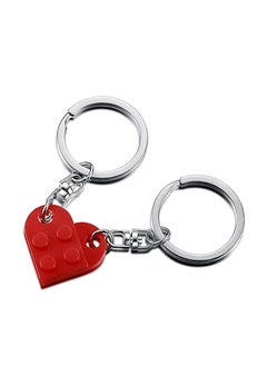 GUDOO Brick Keychain for Couples Friendship - Girlfriend Boyfriend Couples Valentine's Day (Red) Heart Keychain Set Valentine's Day Birthday Key chain for Husband Wife Keychain Gift for Him Her  - Image 1