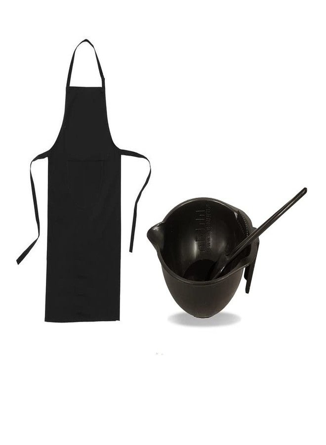 Utkarsh Combo Of Hair Coloring Dye Bowl With Brush And Solid Black Apron Sheet - Image 1