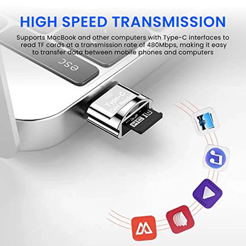 Verilux® Micro SD Card Reader Mini Type C Card Reader TF Card Reader with Keychain USB C to Micro SD SDHC SDXC OTG Memory Card Reader Compatible with Laptops, MacBook Pro, Galaxy Note 20 S20 - Image 2