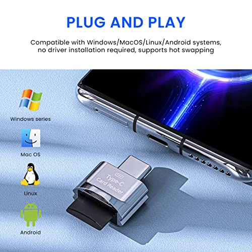 Verilux® Micro SD Card Reader Mini Type C Card Reader TF Card Reader with Keychain USB C to Micro SD SDHC SDXC OTG Memory Card Reader Compatible with Laptops, MacBook Pro, Galaxy Note 20 S20 - Image 3