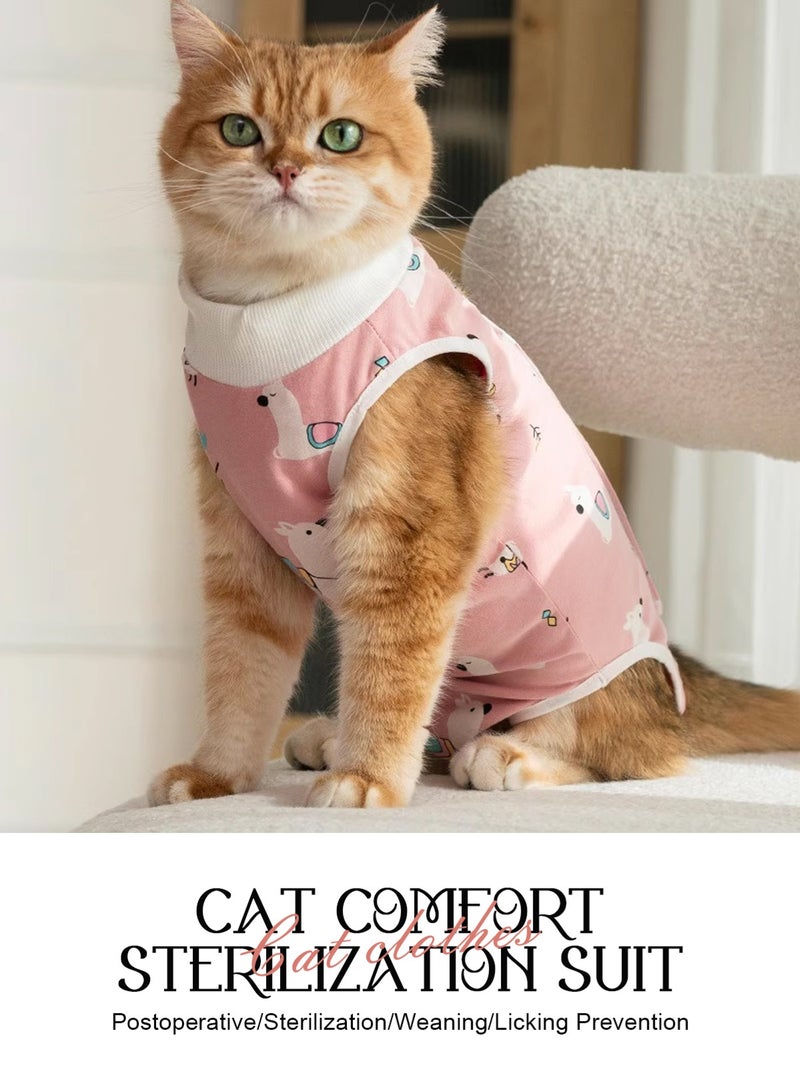 أوربازار طقم من قطعتين للتعافي للقطط - بدلة قطط قابلة للتنفس بعد الجراحة للإناث، بدلة تعافي للقطط الصغيرة بعد الجراحة لجروح البطن للإناث - Image 2