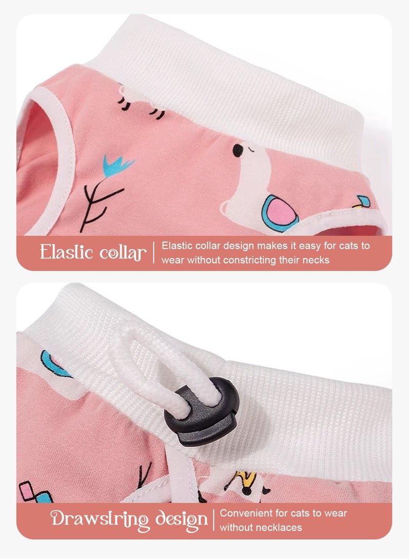 أوربازار طقم من قطعتين للتعافي للقطط - بدلة قطط قابلة للتنفس بعد الجراحة للإناث، بدلة تعافي للقطط الصغيرة بعد الجراحة لجروح البطن للإناث - Image 5