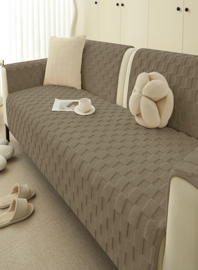 Foxdecor غطاء ذراع كرسي استرخاء من فوكس ديكور، غطاء ذراع كرسي مانع للانزلاق، واقي ذراع أريكة، طقم تزيين من قطعتين، بني 20 × 20 بوصة - Image 2