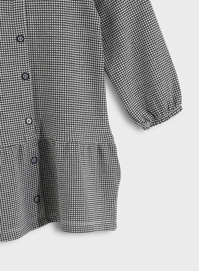 ال سي وايكيكي فستان بناتي رضّع بياقة دائرية بنقشة كارو - Image 3