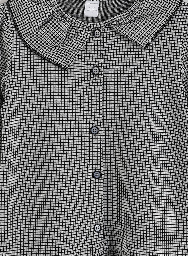 ال سي وايكيكي فستان بناتي رضّع بياقة دائرية بنقشة كارو - Image 4