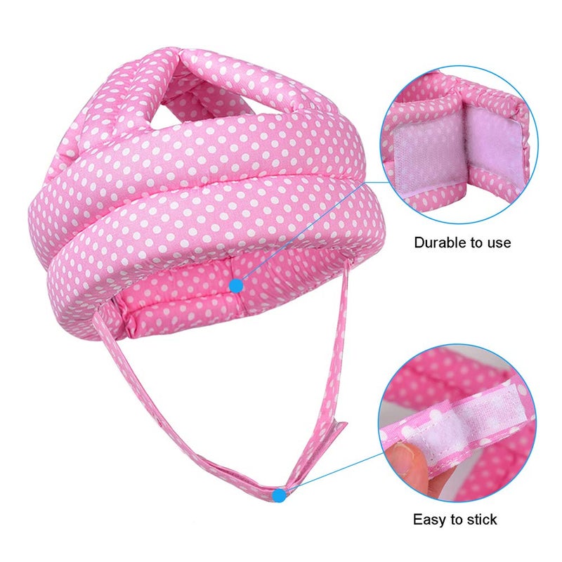 TORASO Baby Helmet, Baby Infant Head Helmet for Crawling, Head Cushion Bumper Bonnet, Soft Headguard for Toddler Learning to Walk, Pink Dots (1) - Image 3