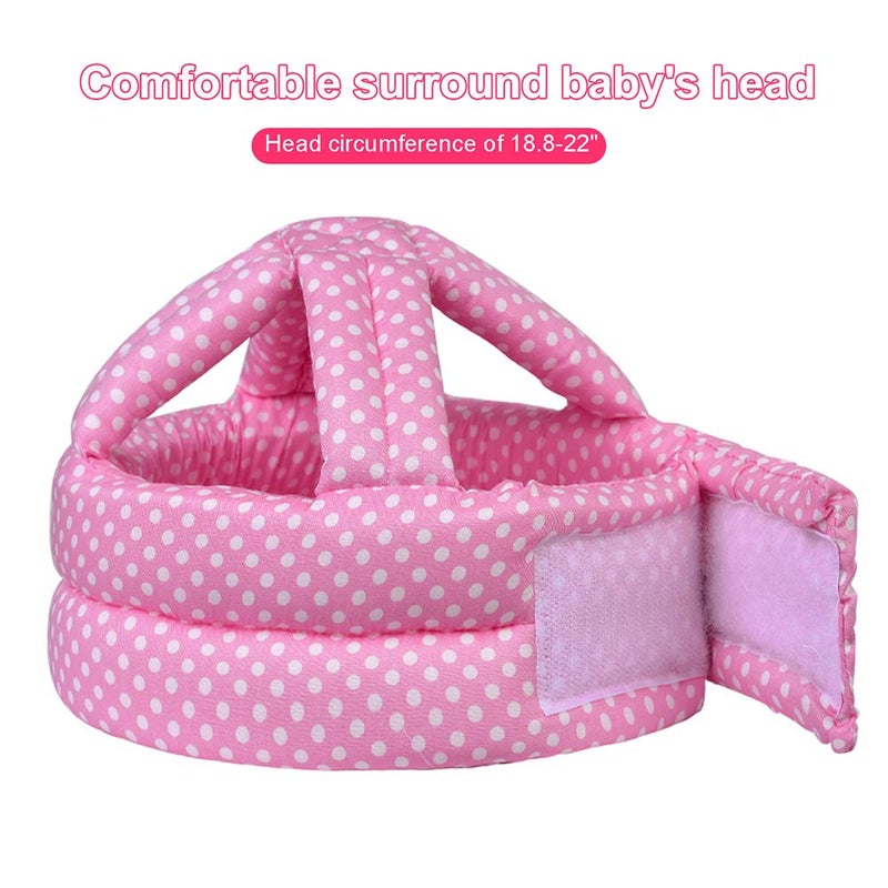 TORASO Baby Helmet, Baby Infant Head Helmet for Crawling, Head Cushion Bumper Bonnet, Soft Headguard for Toddler Learning to Walk, Pink Dots (1) - Image 2