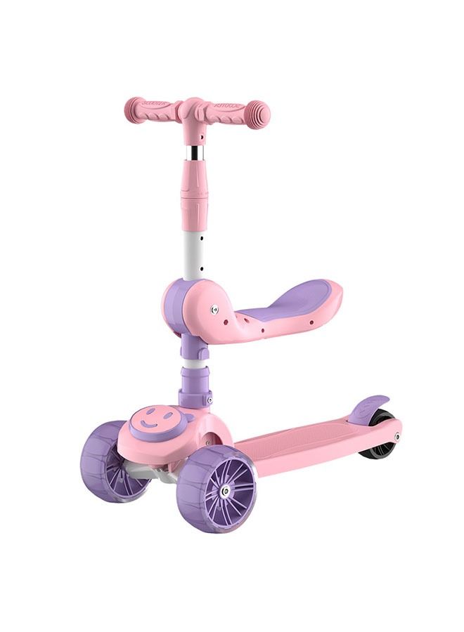 YelaJoy Children's Scooter Adjustable Height Handlebar and Detachable Seat with LED Music Light Wheels and Skid Plate Suitable for Boys and Girls  - Image 1