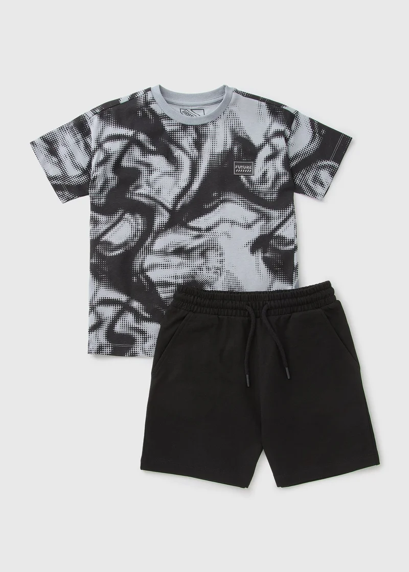Matalan Boys Grey Swirl T-Shirt & Shorts Set
