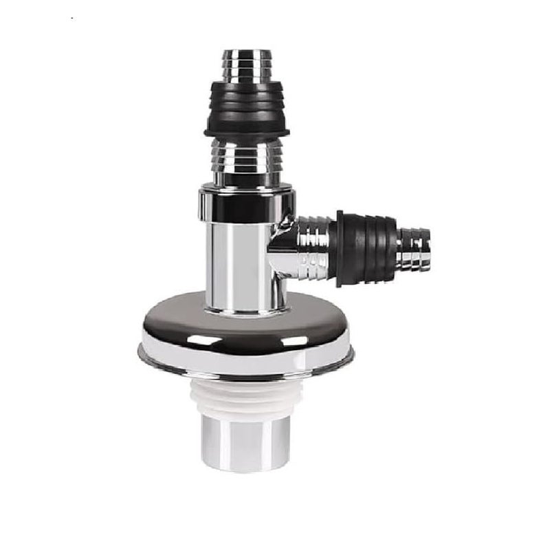 Rasikvar Washing Machine Floor Drain Silver with Chrome Finish Overflow Connector for Bathroom Kitchen - Anti Clogging & Anti Pests - Solid Construction for Durability - Sewer Double-Pipe (T Coupling) - Image 1