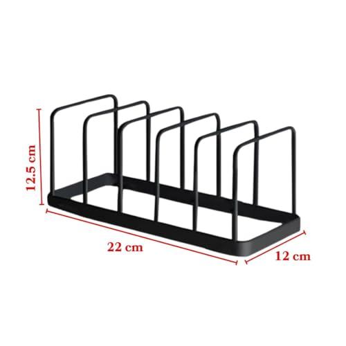Decorlay Multipurpose Kitchen Plate Stand Dish Pan-Pot Lid Utensils Holder Space Saving Chopping Board Holder Corner Shelf Rack Cabinet Organizer (Black, Pack of 1) - Image 3
