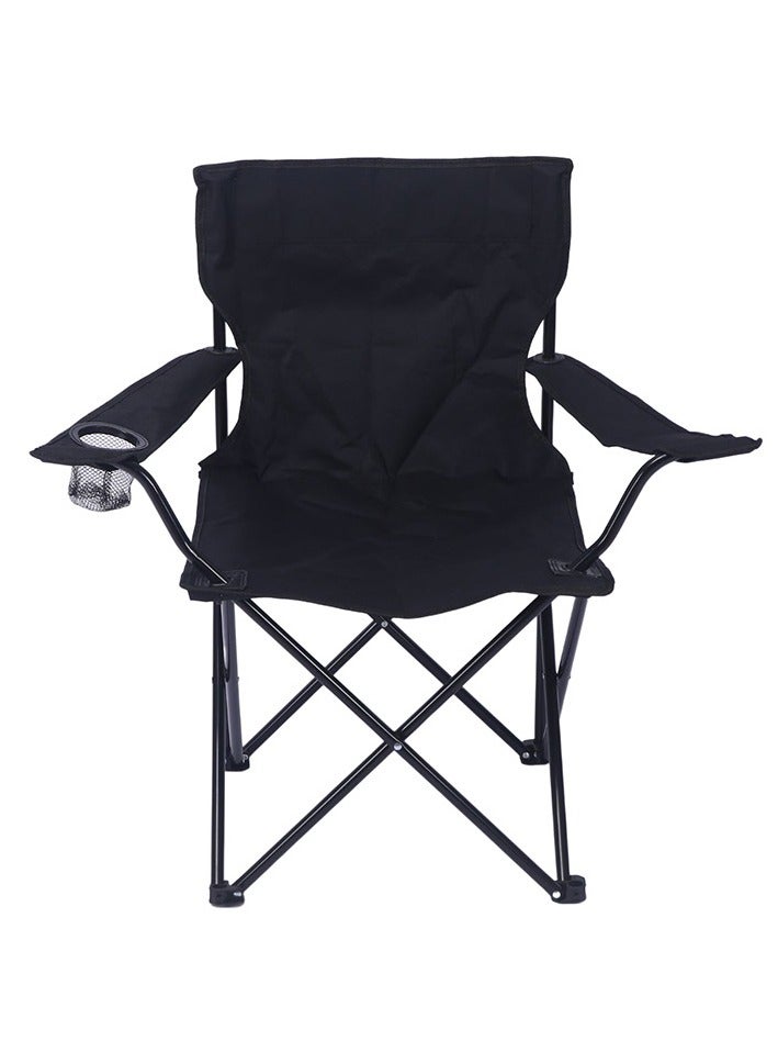كرسي شاطئ وحديقة قابل للطي أسود 50x50x80 سم - Image 3