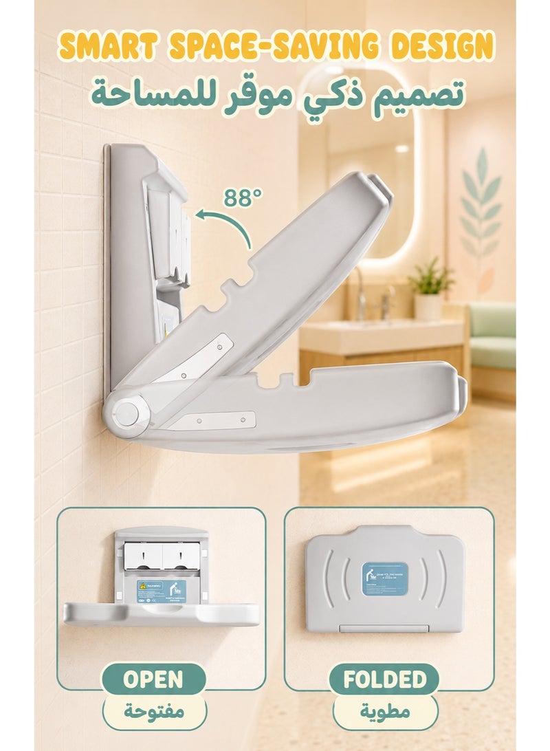 WALALLA Commercial Baby Changing Station,Wall Mounted Baby Changing Station with Safety Strap,Wall Mounted Changing Table for Commercial Bathroom - Image 5