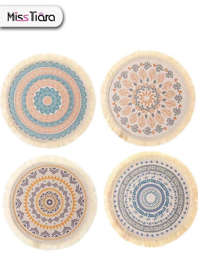 MissTiara - Set of 4 Placemats Modern Style Dinner Fabric Tassel Table Placemats Dining Room Decor for Parties Farmhouse BBQ Holidays or Daily Table Use Assorted - Image 1