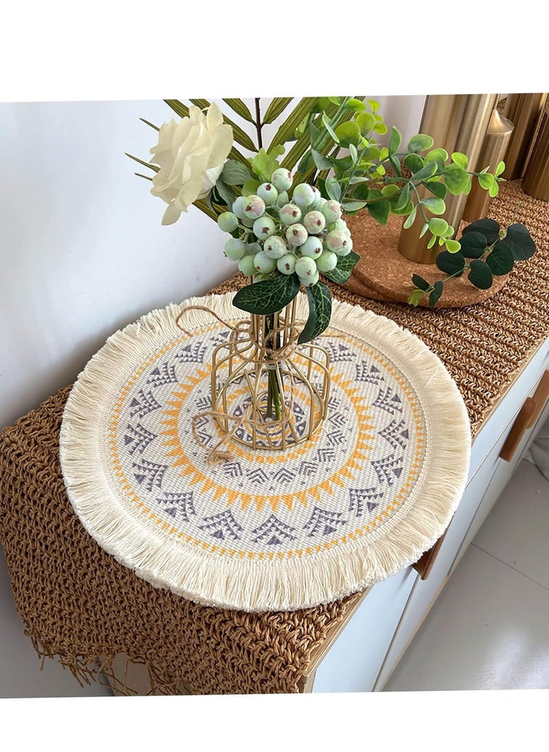 MissTiara - Set of 4 Placemats Modern Style Dinner Fabric Tassel Table Placemats Dining Room Decor for Parties Farmhouse BBQ Holidays or Daily Table Use Assorted - Image 1