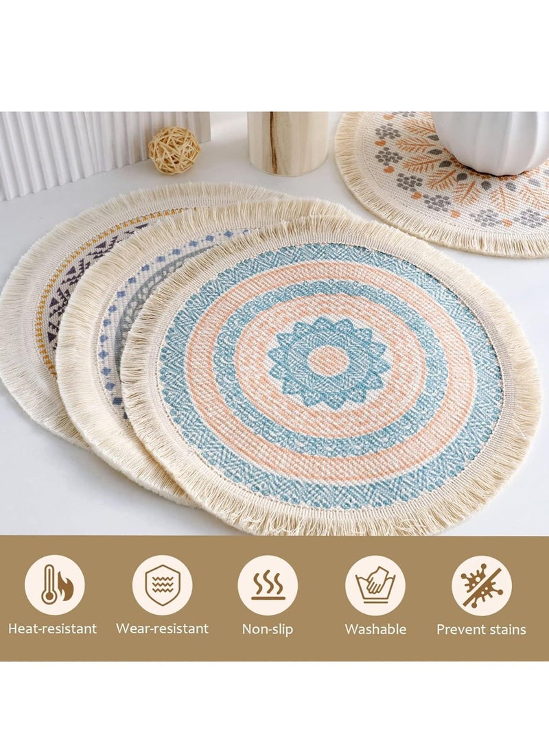 MissTiara - Set of 4 Placemats Modern Style Dinner Fabric Tassel Table Placemats Dining Room Decor for Parties Farmhouse BBQ Holidays or Daily Table Use Assorted - Image 1