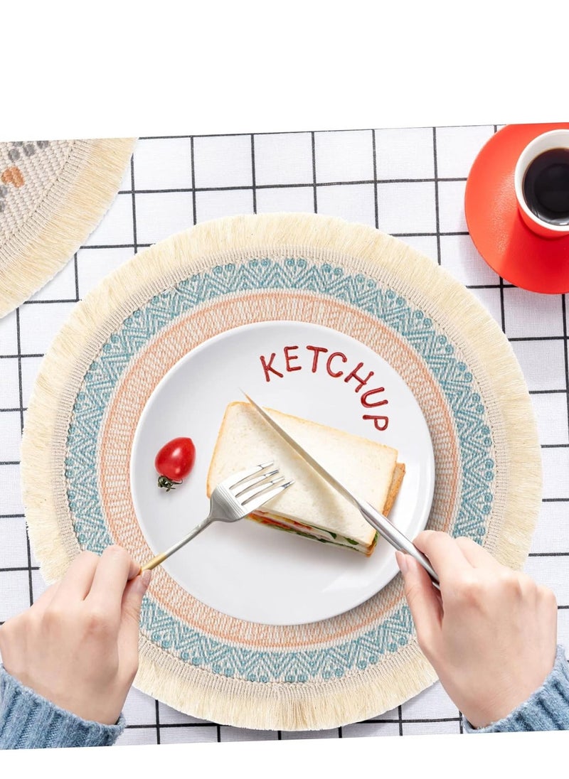MissTiara - Set of 4 Placemats Modern Style Dinner Fabric Tassel Table Placemats Dining Room Decor for Parties Farmhouse BBQ Holidays or Daily Table Use Assorted - Image 1