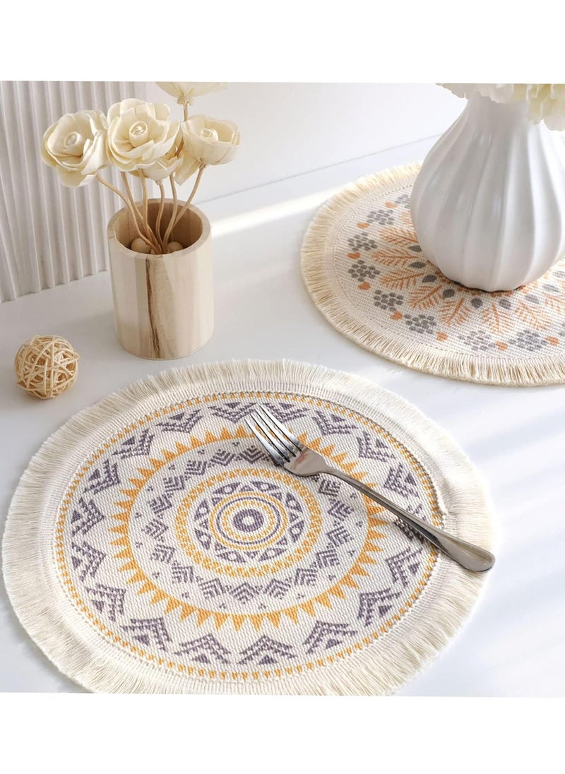 MissTiara - Set of 4 Placemats Modern Style Dinner Fabric Tassel Table Placemats Dining Room Decor for Parties Farmhouse BBQ Holidays or Daily Table Use Assorted - Image 1