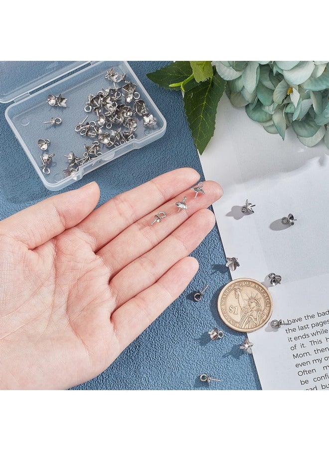 UNICRAFTALE About 60Pcs Pendants Pinch Charm Connector Findings Pendant Bails Clasps Stainless Steel Cup Pearl Peg Bails Pin Pendants For Diy Jewelry Making 8~10X4~7Mm  - Image 2