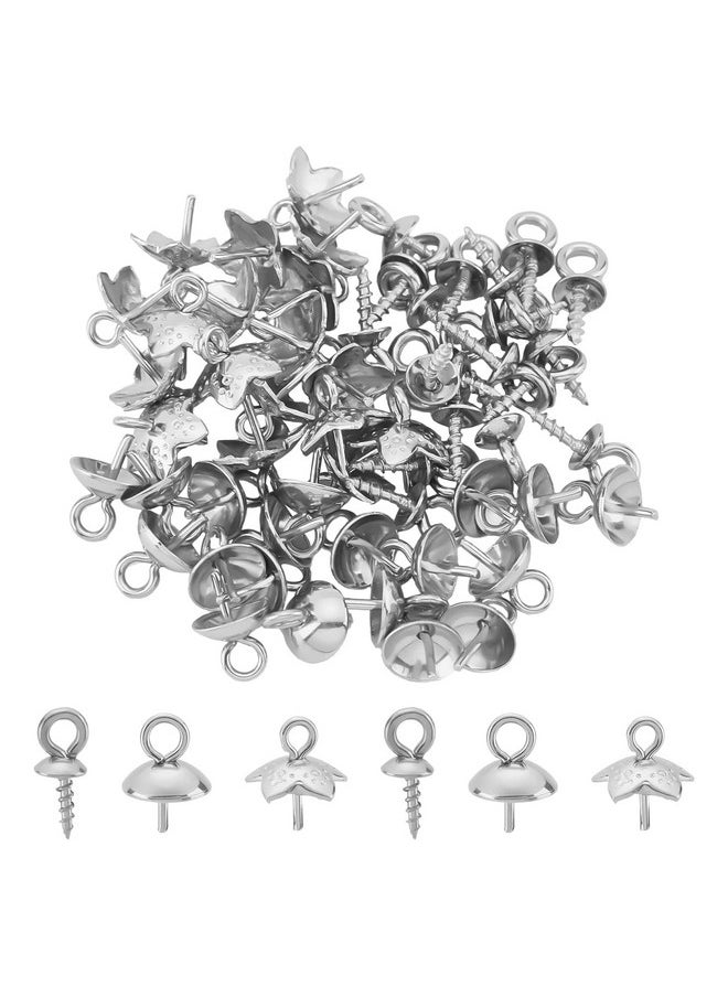 UNICRAFTALE About 60Pcs Pendants Pinch Charm Connector Findings Pendant Bails Clasps Stainless Steel Cup Pearl Peg Bails Pin Pendants For Diy Jewelry Making 8~10X4~7Mm  - Image 1