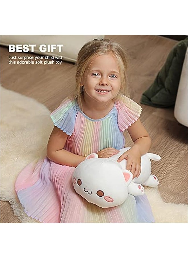 DURKU Adorable White Kitty Plush Toy - Soft Anime Cat Pillow for Kids (40cm)  - Image 4