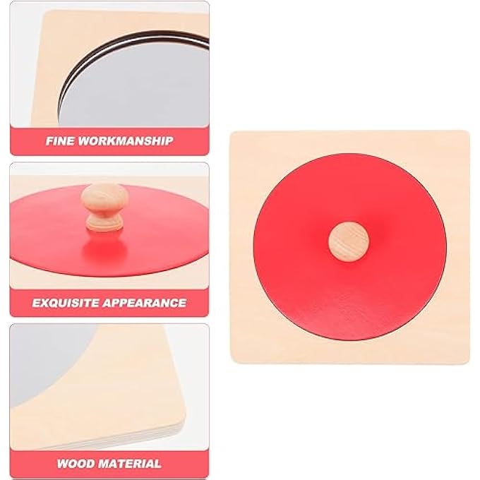 MONTESSORI MIRROR, BABY MIRROR BUTTON PUZZLE TOY, ROUND WOODEN TOY IN GEOMETRIC SHAPE, EARLY LEARNING TOY, GIFTS FOR NEWBORNS, BABIES, TODDLERS 6-12 MONTHS - Image 5