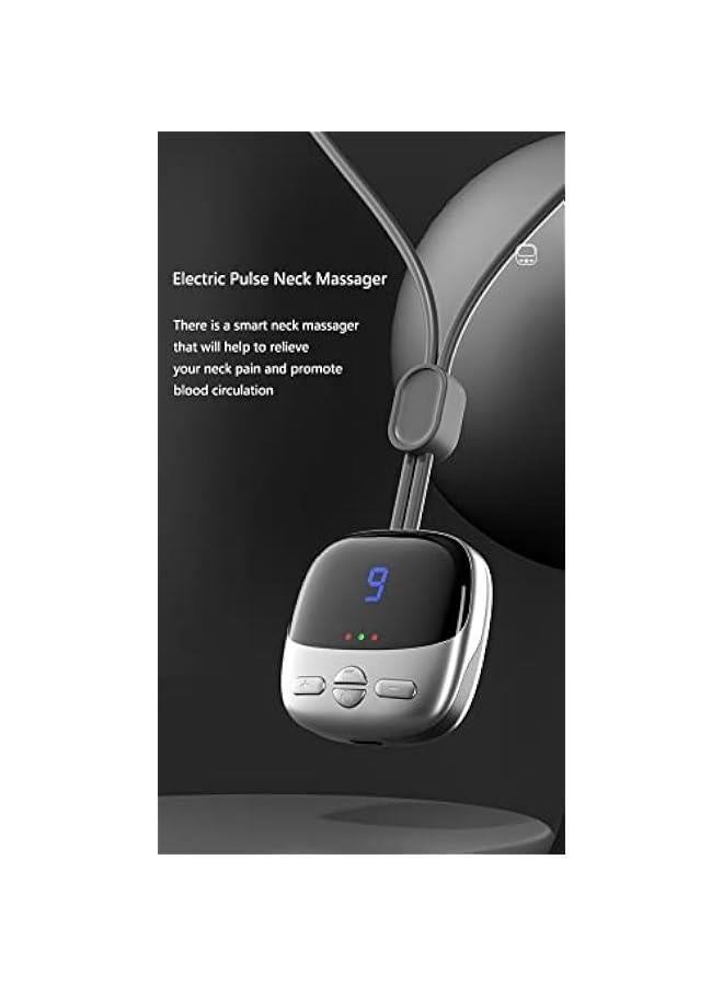 Loquat Cordless Fashion Pendant Electric Neck Massager with Heat for Pain Relief and Relaxation at Office, Home, and Travel (Silver) - Image 2
