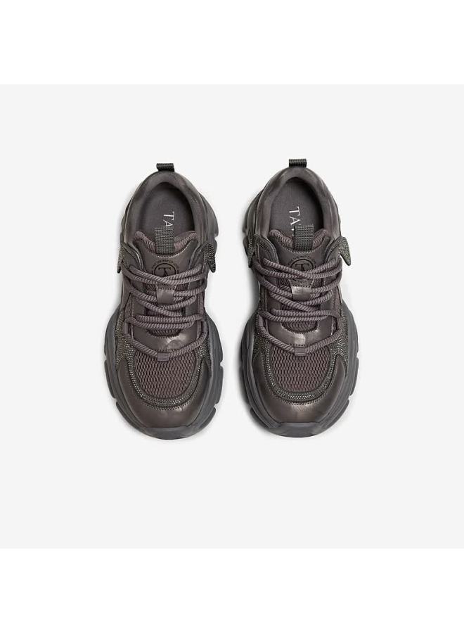 Tata Fleece-lined Women's Shoes  Spring New Height-increasing Casual Dad Sneakers Purple Gray (single Lining) Size 38 - Image 5