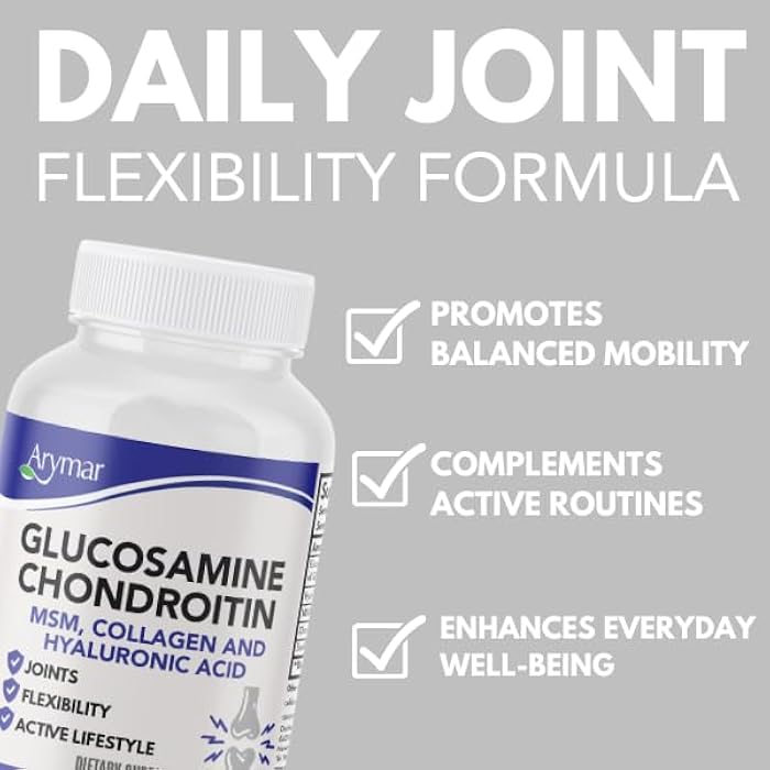 Arymar Glucosamine, Chondroitin, MSM, Collagen & Hyaluronic Acid Supplement 60 Tablets - Image 3