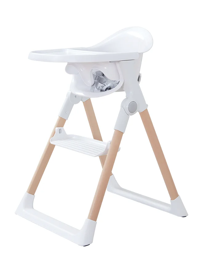 مونشكين Float Foldable Baby And Toddler High Chair  6-36 Months, White With Wooden Legs