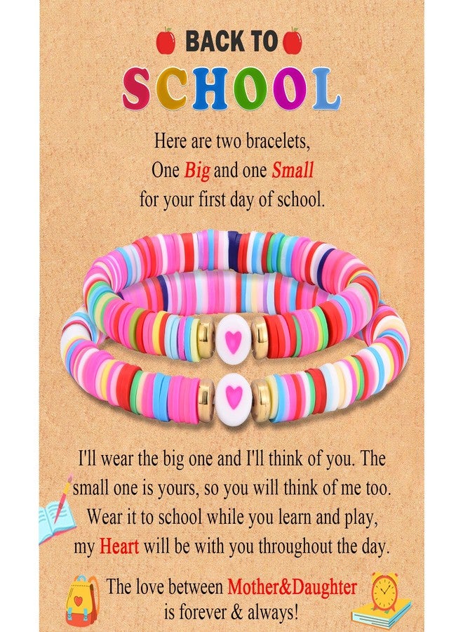 FIEEFX Back to School Gifts Bracelet Mommy and Me Mom and Daughter Bracelets Set for 2 First Day of School Bracelet Gifts for Daughter Girls Kindergarten Preschool Pre k 1st 2nd Grade - Image 1