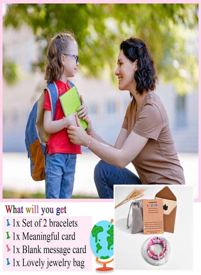 FIEEFX Back to School Gifts Bracelet Mommy and Me Mom and Daughter Bracelets Set for 2 First Day of School Bracelet Gifts for Daughter Girls Kindergarten Preschool Pre k 1st 2nd Grade - Image 5