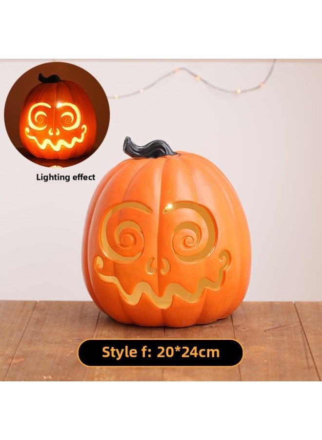 Loquat Decorations Pumpkin Lantern Decorations Theme Scene Arrangement Children's Props Dress Up Ornaments-Color:Model F Comes With Battery Model By Default - Image 1