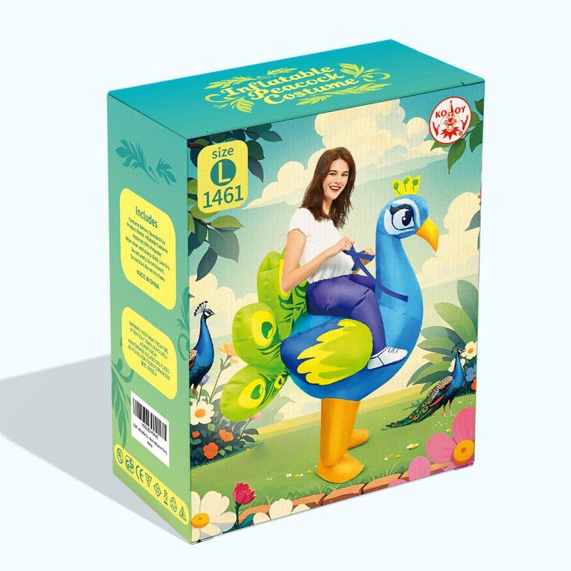 KOOY Inflatable Costume for Adult,Peacock Halloween Costumes Air Blow up Costumes for Women Girls, Funny Ride on Peacock Costume, Inflatable Suit for Men Halloween Party - Image 5