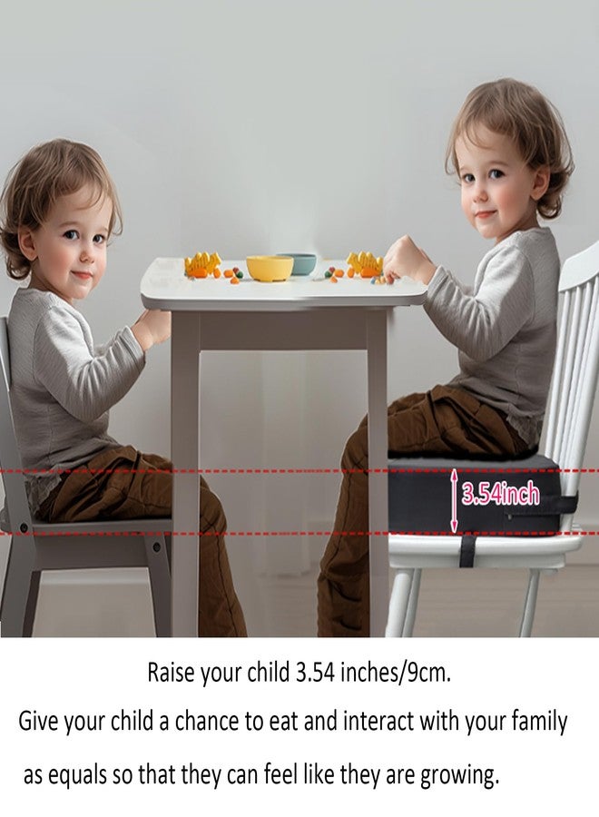 Acxseo Toddler Booster Seat for Kitchen Chair, 3.5" Oxford Foam Cushion, Non-Slip Base, Adjustable Straps, Portable Dining Booster for Self-Feeding Toddlers at Home or on The Go (Dark Grey) - Image 5