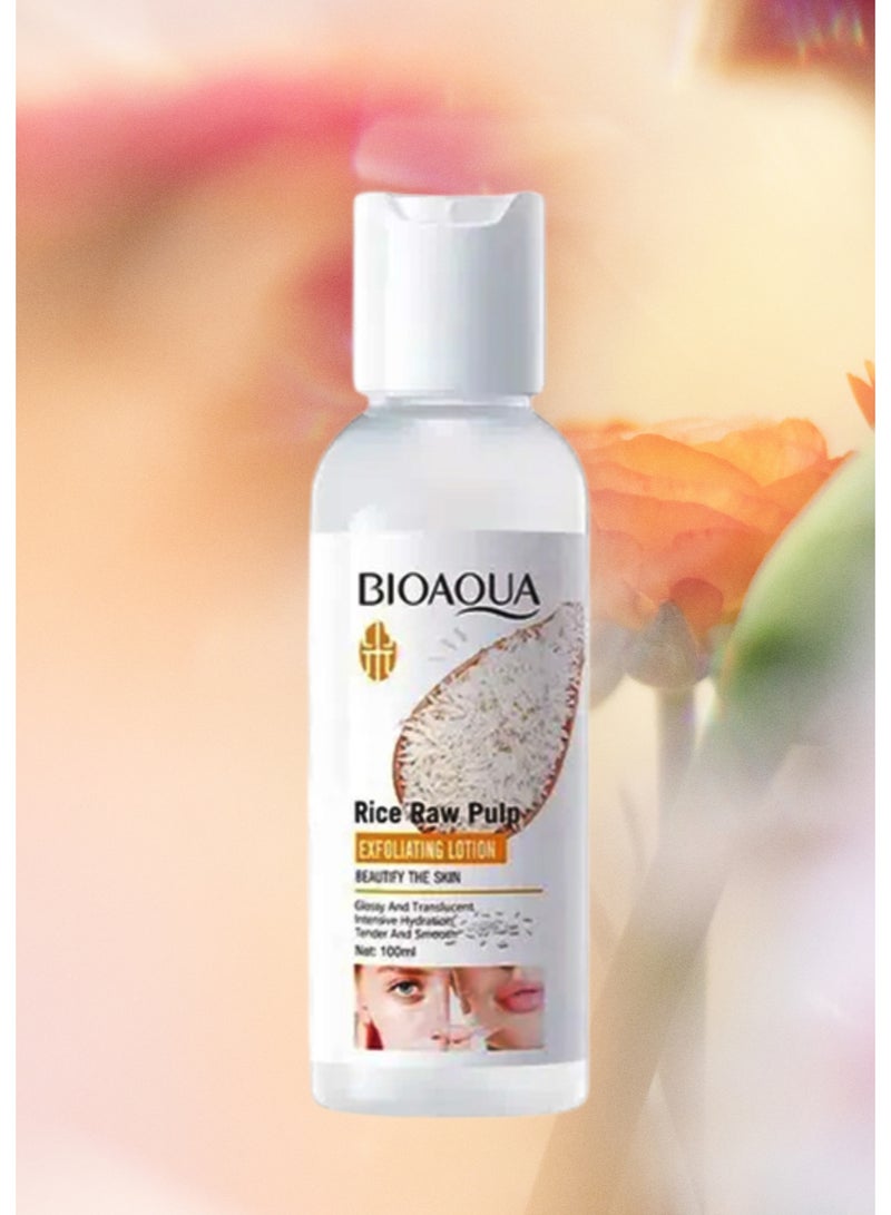 BIOAQUA 100ml Rice Raw Pulp Exfoliating Lotion Gentle Exfoliating and Intensive Hydration Moisture and Smooth Korean Skincare Lotion Exfoliating Serum Dead Skin Cells Remover Radiant Skin Body Lotion - Image 1
