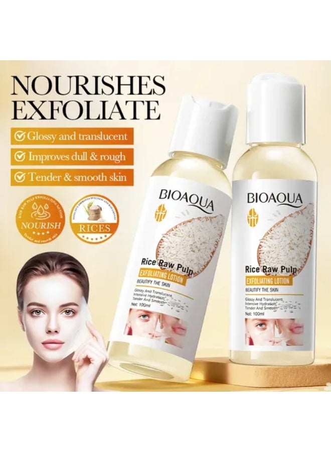 BIOAQUA 100ml Rice Raw Pulp Exfoliating Lotion Gentle Exfoliating and Intensive Hydration Moisture and Smooth Korean Skincare Lotion Exfoliating Serum Dead Skin Cells Remover Radiant Skin Body Lotion - Image 3