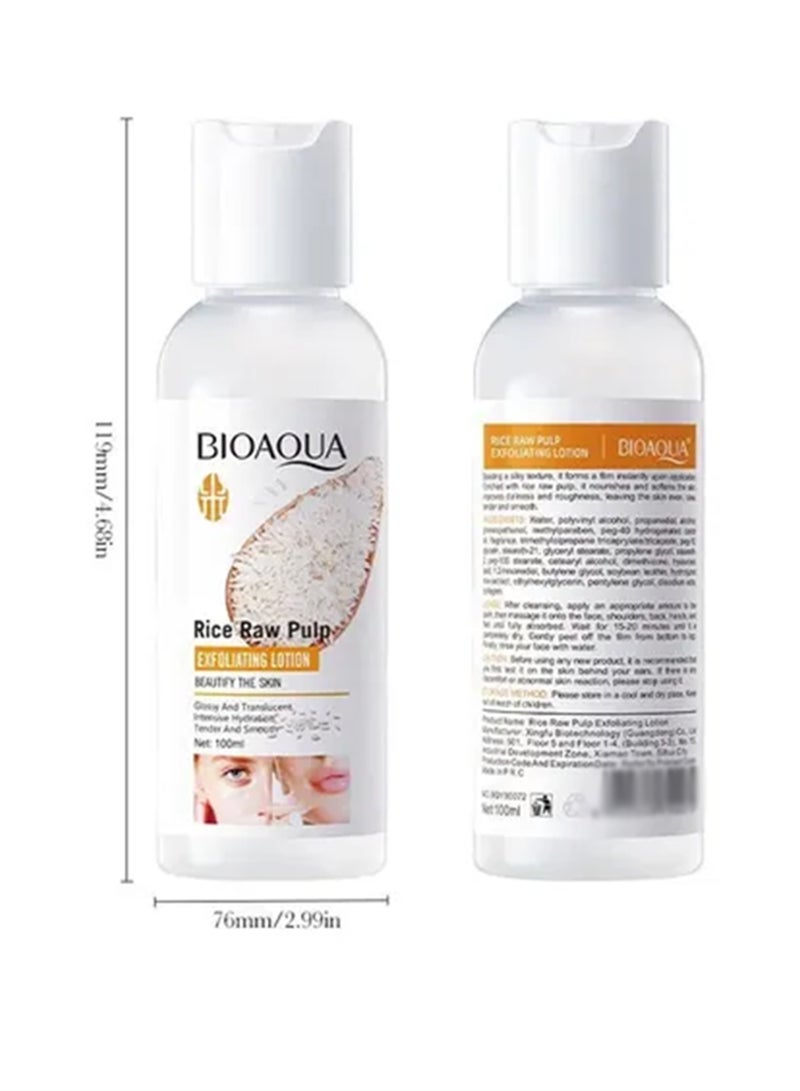 BIOAQUA 100ml Rice Raw Pulp Exfoliating Lotion Gentle Exfoliating and Intensive Hydration Moisture and Smooth Korean Skincare Lotion Exfoliating Serum Dead Skin Cells Remover Radiant Skin Body Lotion - Image 4