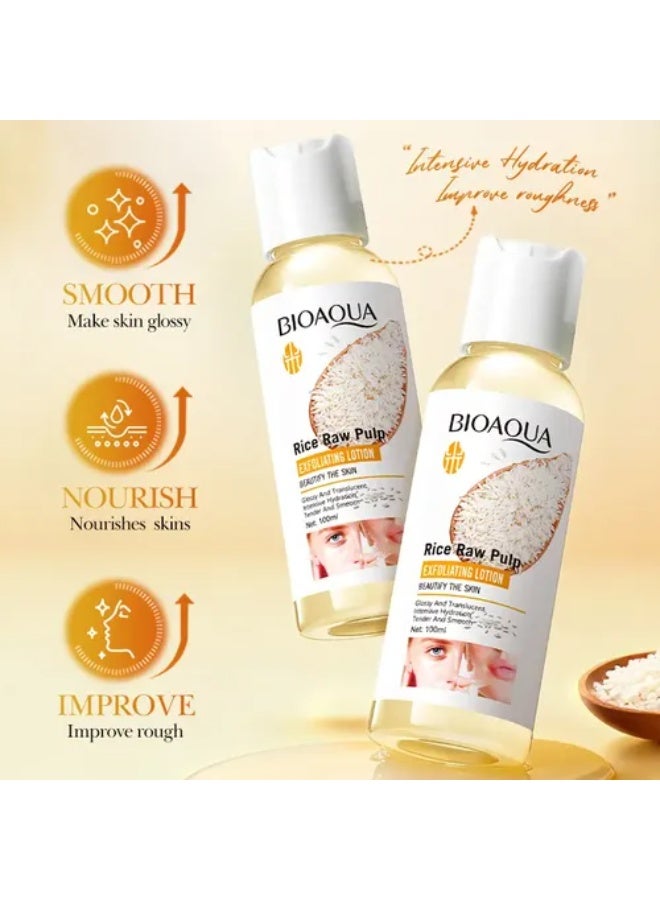 BIOAQUA 100ml Rice Raw Pulp Exfoliating Lotion Gentle Exfoliating and Intensive Hydration Moisture and Smooth Korean Skincare Lotion Exfoliating Serum Dead Skin Cells Remover Radiant Skin Body Lotion - Image 2