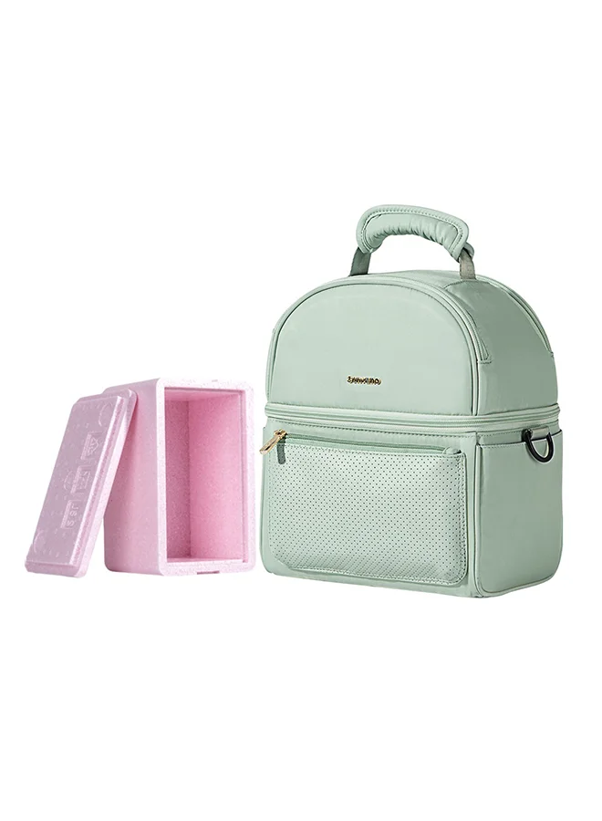 Eazy Kids SUNVENO - Insulated Lunch Bag with Thermo Box & 4 Pcs shark Ice Pack Set - Green