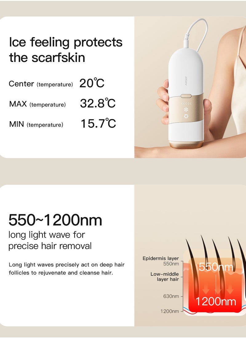 Airbot Airbot Aria Opal Laser Hair Removal Device IPL Ice Cooling Technology Hair Removal Handset Hair Removal Machine ChampagneGold  - Image 5