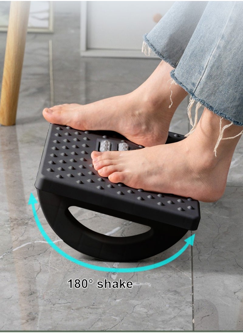 XiuWoo - Shakeable Swing Office Household Plastic Non slip Ergonomic Under Desk Foot Rest Stool Stand With Roller - Image 1