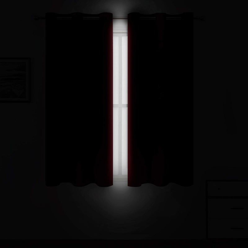 LEMOMO Red Curtains 52 x 84 Inch Long/Blackout Curtains Set of 2 Panels/Room Darkening Thermal Insulated Bedroom Curtains Drape - Image 3